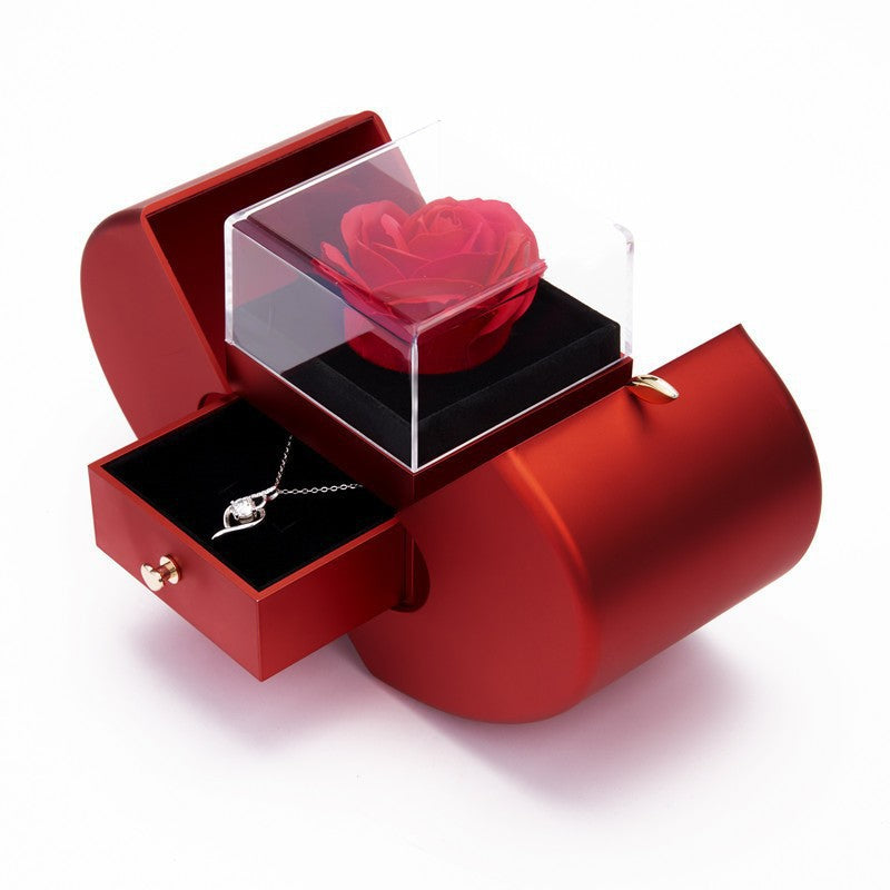 Apple Shaped Rose Gift Box (Comes with necklace)