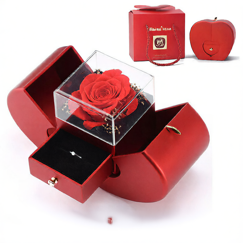 Apple Shaped Rose Gift Box (Comes with necklace)